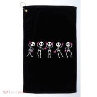 Funny Breast Cancer Awareness Dancing Halloween Skeletons Golf Towel thumb 0
