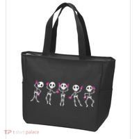 Funny Breast Cancer Awareness Dancing Halloween Skeletons Tote Bag thumb 3