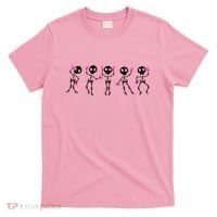 Funny Breast Cancer Awareness Dancing Halloween Skeletons T-Shirt thumb 0