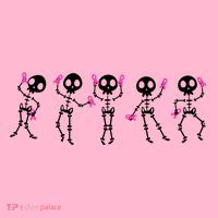 Funny Breast Cancer Awareness Dancing Halloween Skeletons T-Shirt thumb 7