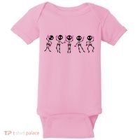 Funny Breast Cancer Awareness Dancing Halloween Skeletons Baby Bodysuit thumb 0