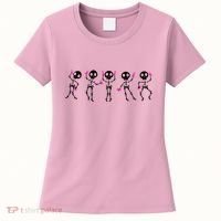 Funny Breast Cancer Awareness Dancing Halloween Skeletons Women's T-Shirt thumb 0