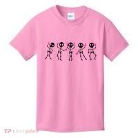 Funny Breast Cancer Awareness Dancing Halloween Skeletons Kids T-Shirt thumb 0
