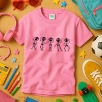 Funny Breast Cancer Awareness Dancing Halloween Skeletons Kids T-Shirt thumb 3