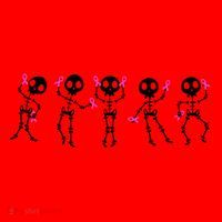 Funny Breast Cancer Awareness Dancing Halloween Skeletons Santa Hat thumb 1