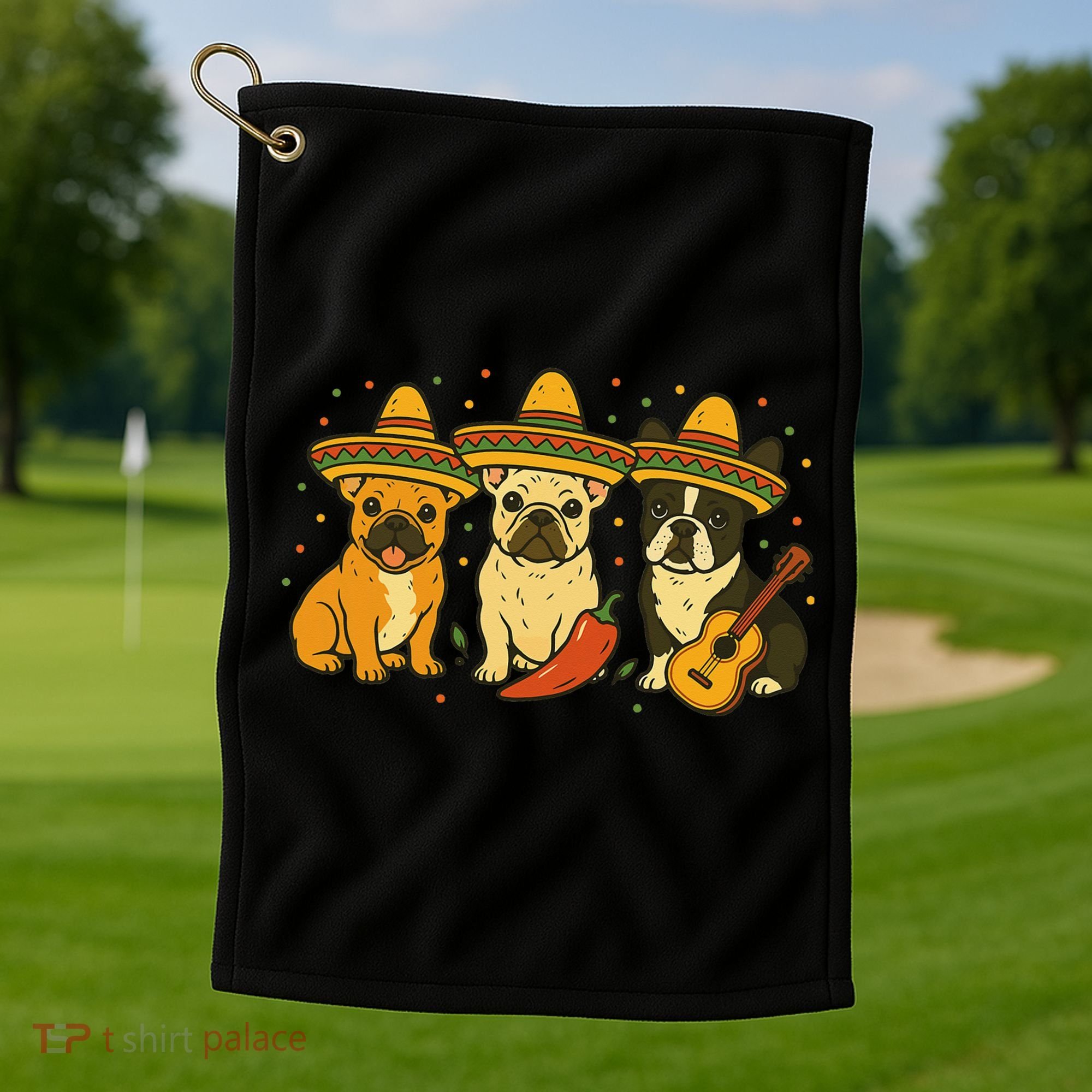French Bulldog Cinco De Mayo Frenchie Golf Towel