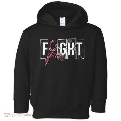 Fight Breast Cancer Awareness Leopard Ribbon Toddler Hoodie