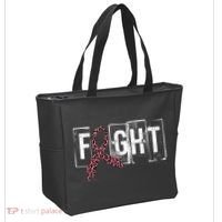 Fight Breast Cancer Awareness Leopard Ribbon Tote Bag thumb 2