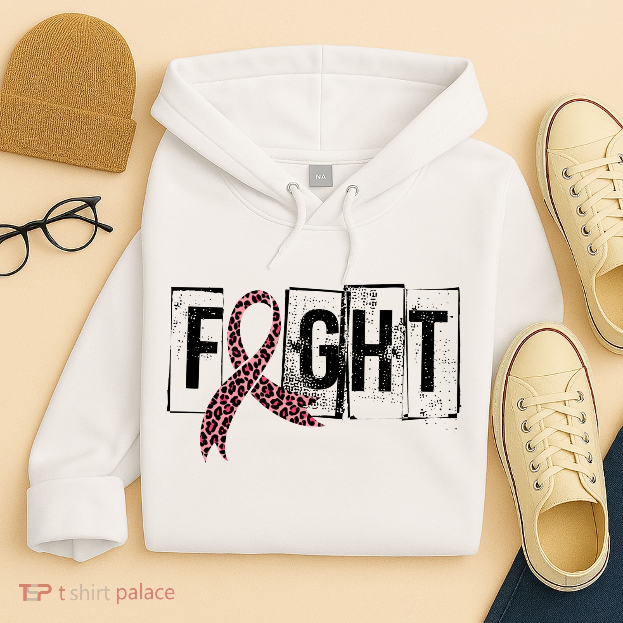 Fight Breast Cancer Awareness Leopard Ribbon Hoodie