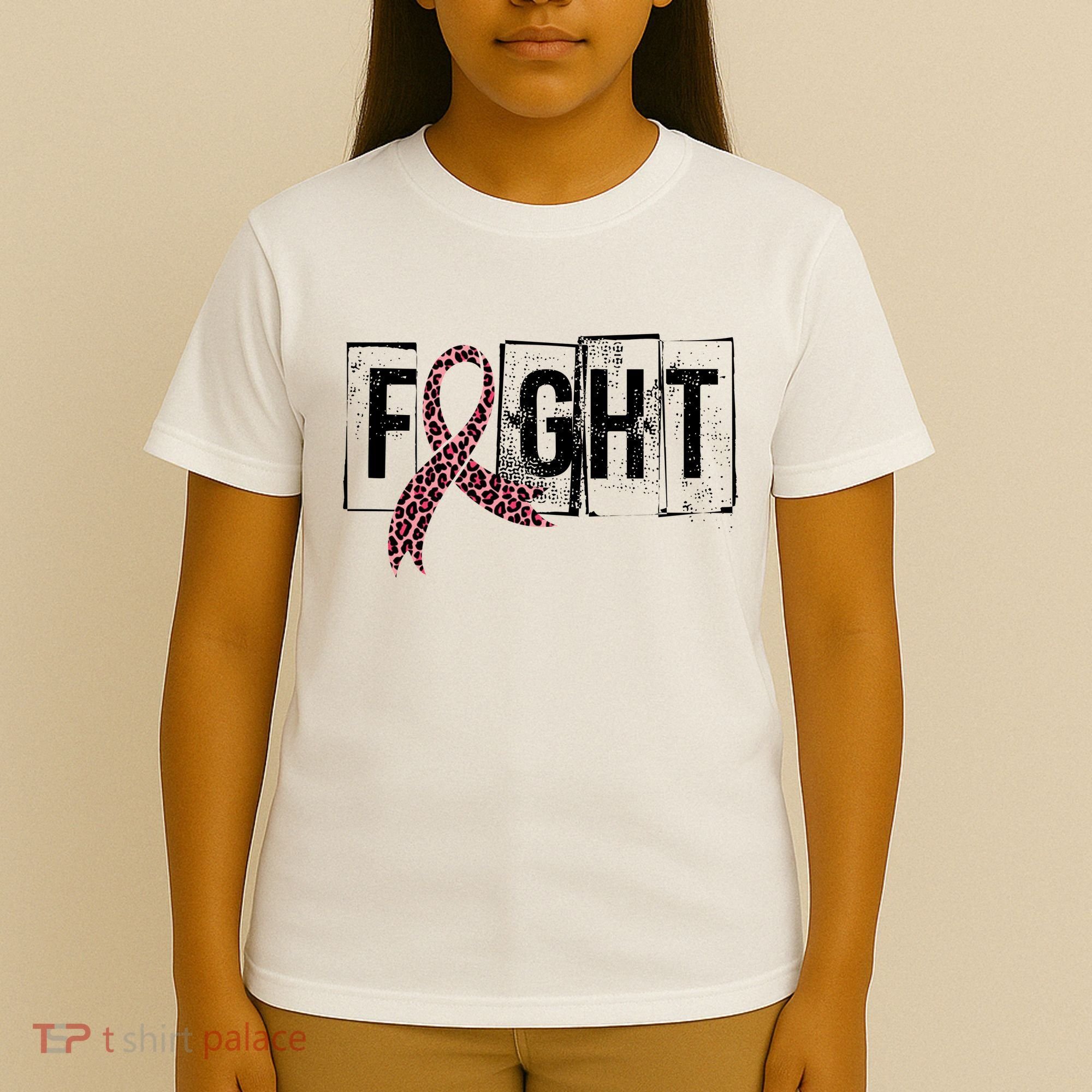 Fight Breast Cancer Awareness Leopard Ribbon T-Shirt