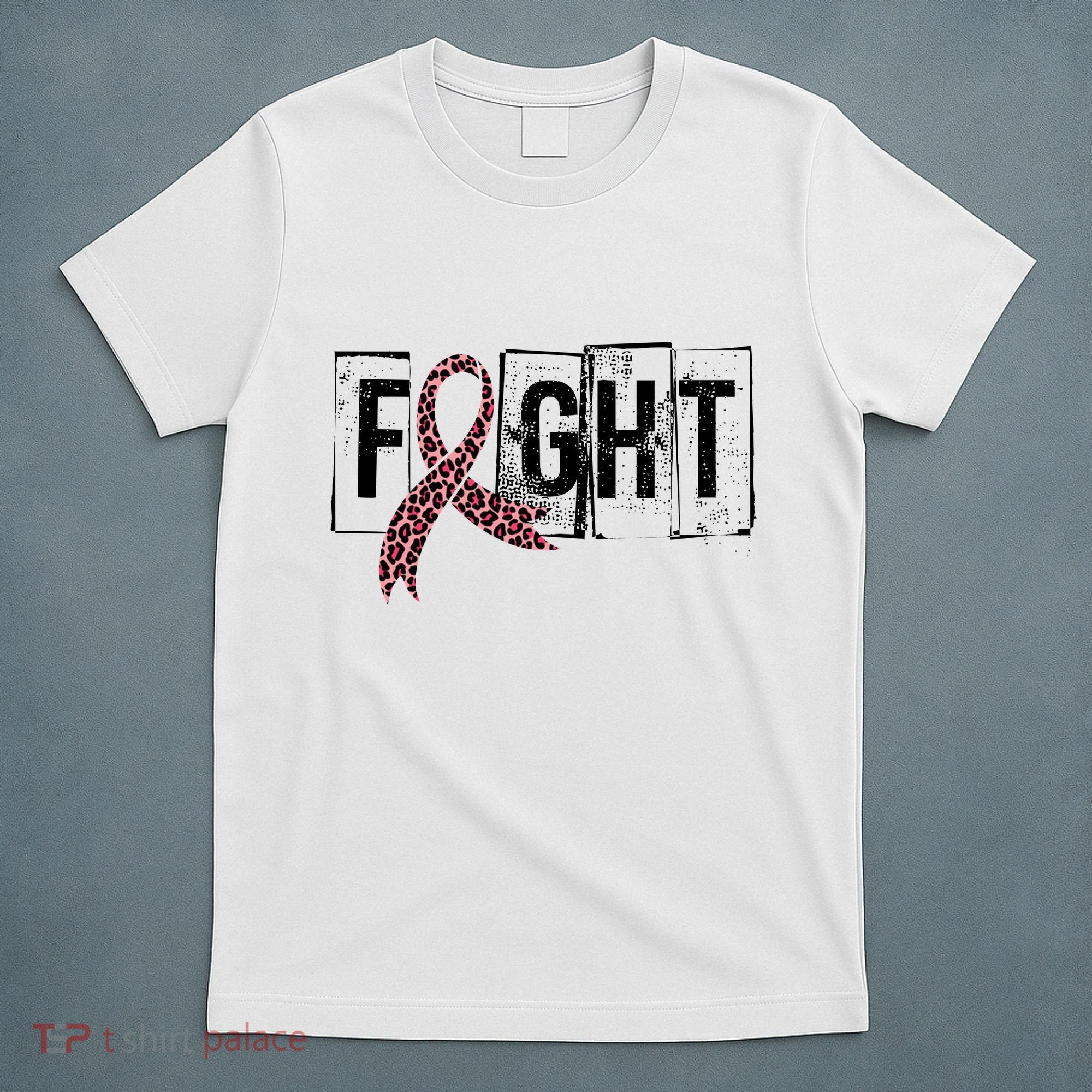 Fight Breast Cancer Awareness Leopard Ribbon T-Shirt