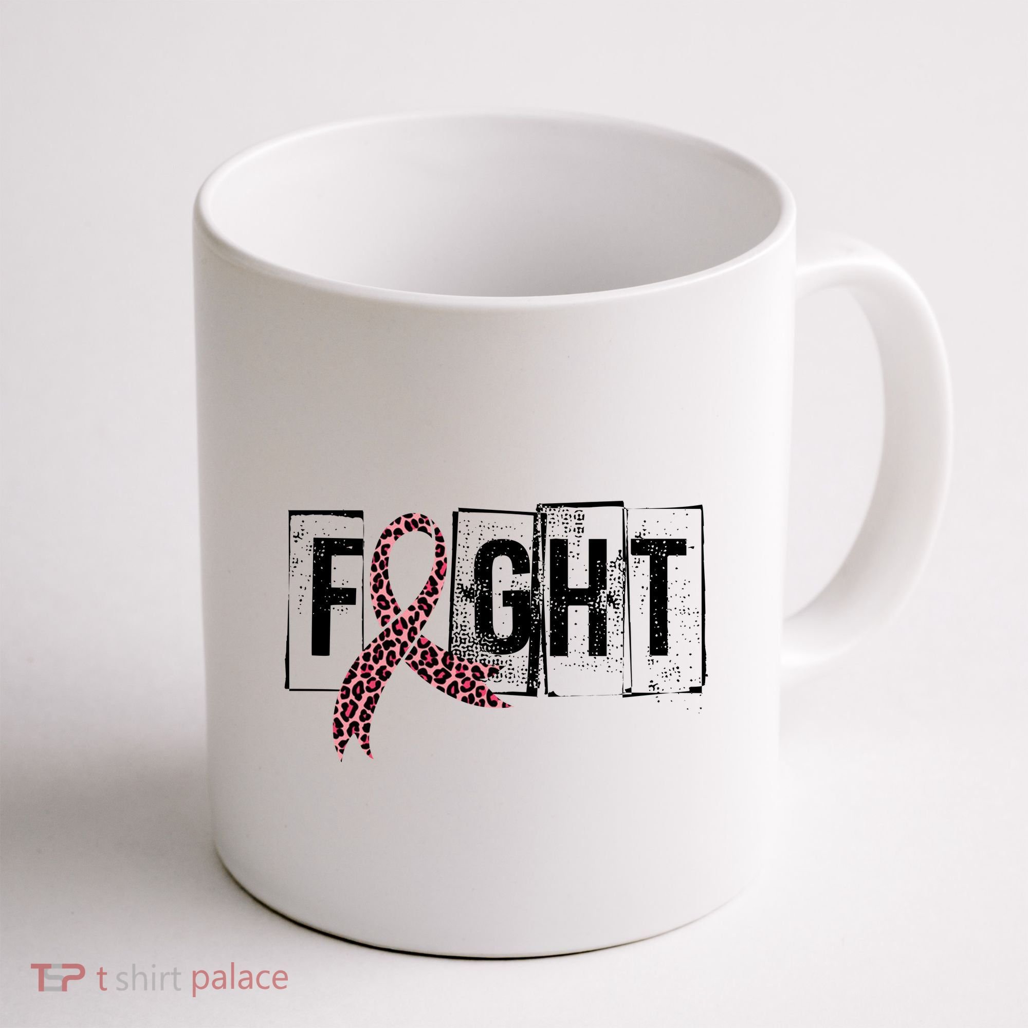 Fight Breast Cancer Awareness Leopard Ribbon Coffee Mug