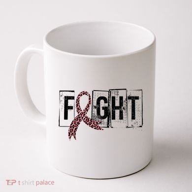 Fight Breast Cancer Awareness Leopard Ribbon Coffee Mug