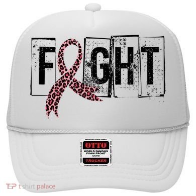 Fight Breast Cancer Awareness Leopard Ribbon Hat