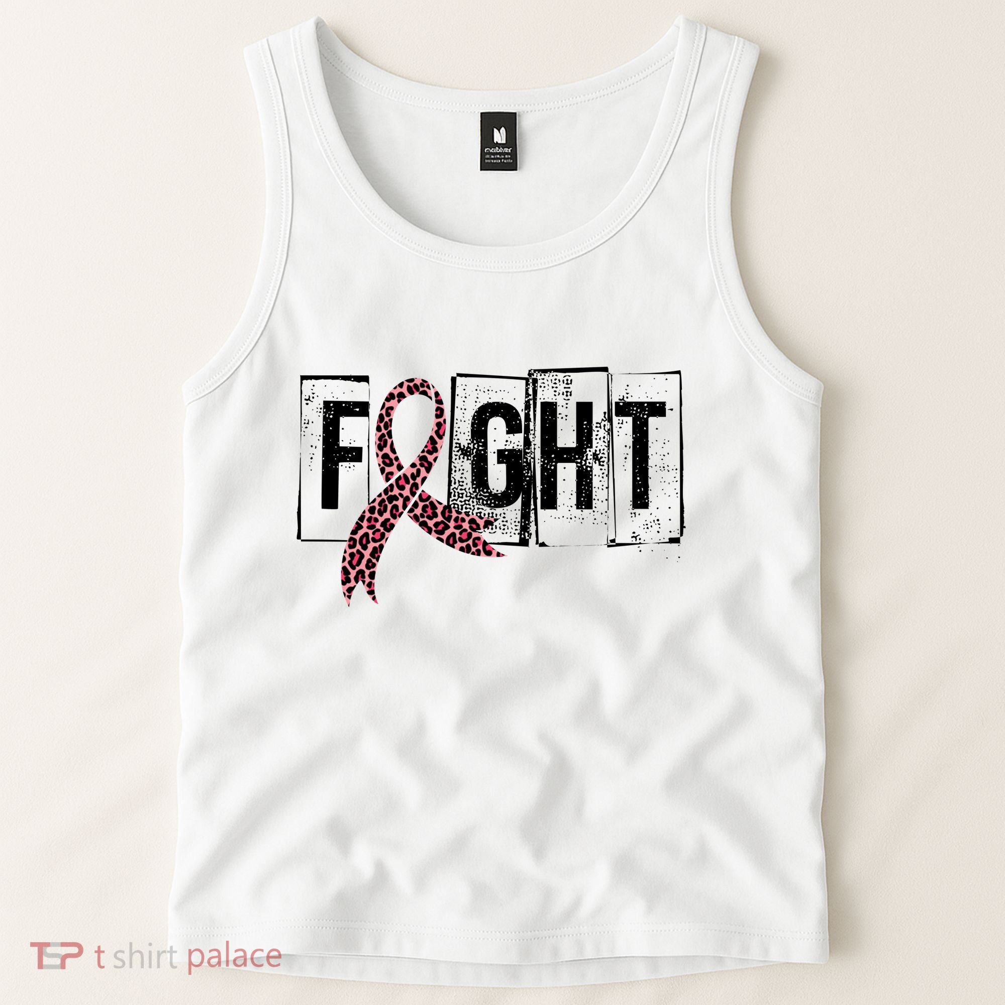 Fight Breast Cancer Awareness Leopard Ribbon Tank Top