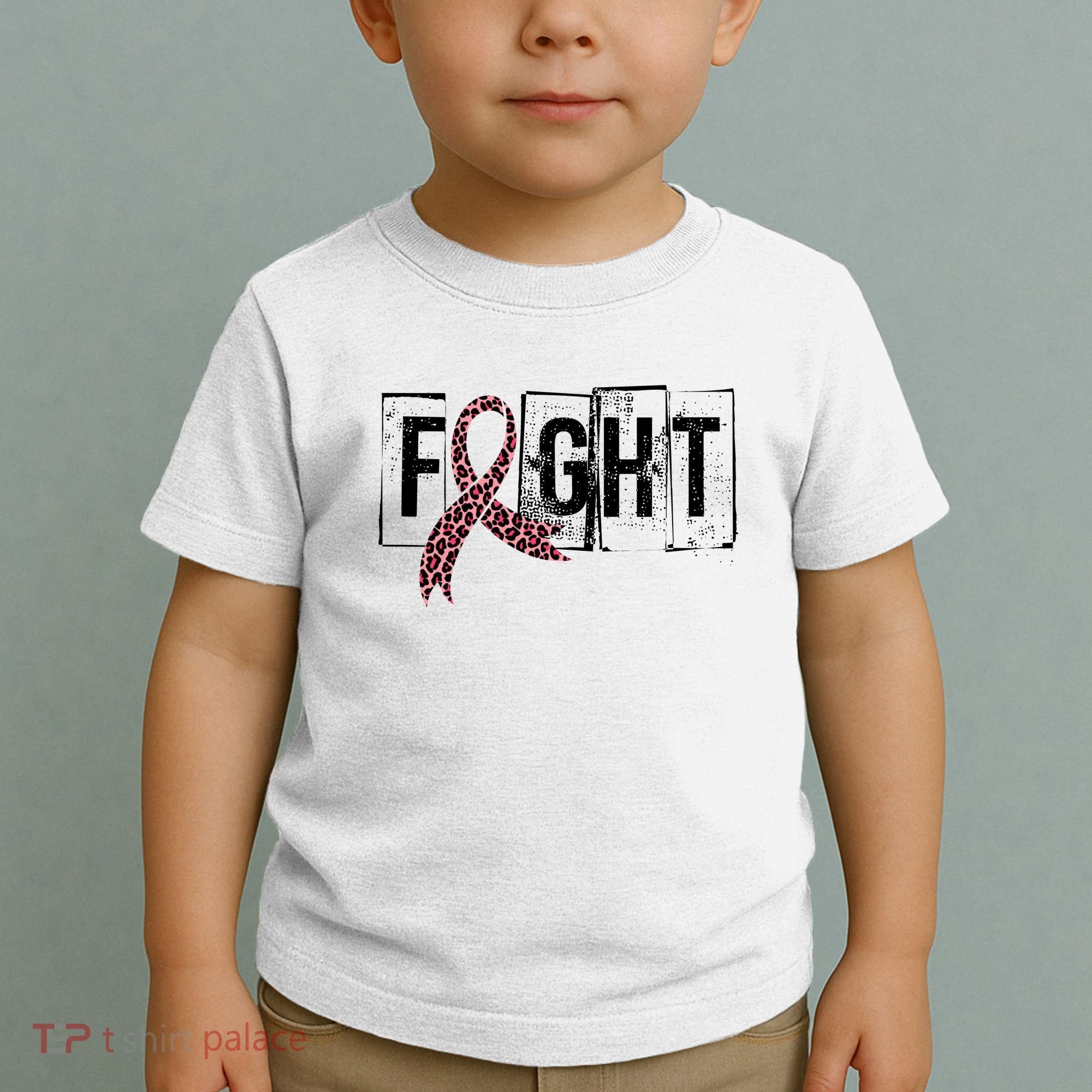 Fight Breast Cancer Awareness Leopard Ribbon Toddler T-Shirt