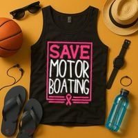 Funny Breast Cancer Save Motor Boating Pin.K Ribbon Gift Tank Top thumb 4