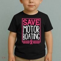 Funny Breast Cancer Save Motor Boating Pin.K Ribbon Gift Toddler T-Shirt thumb 2