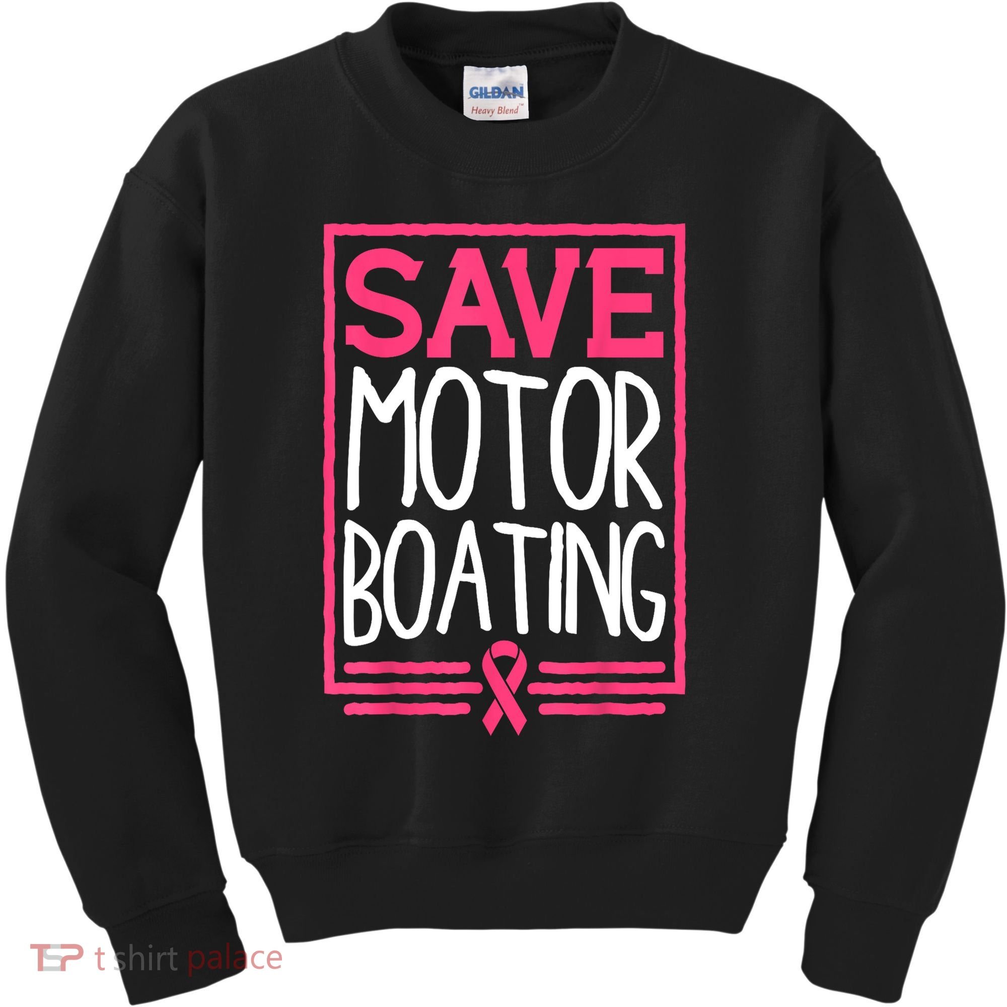 Funny Breast Cancer Save Motor Boating Pin.K Ribbon Gift Kids Sweatshirt