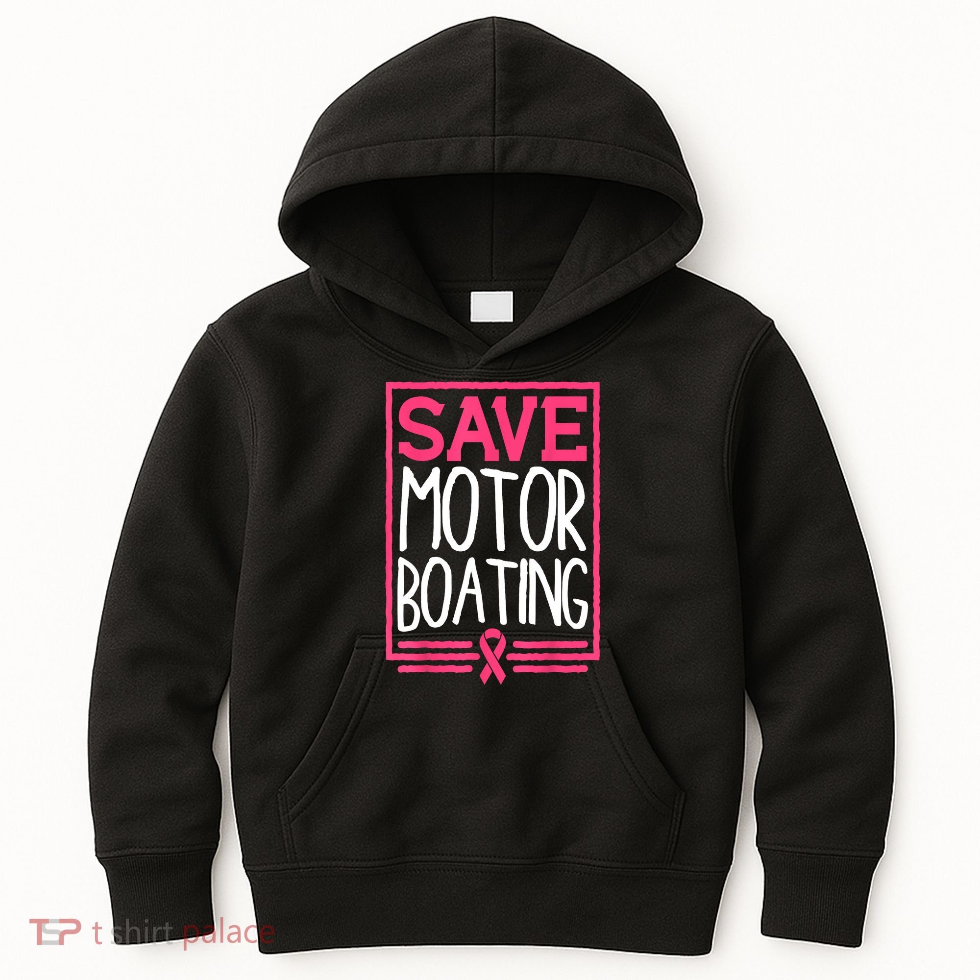Funny Breast Cancer Save Motor Boating Pin.K Ribbon Gift Kids Hoodie