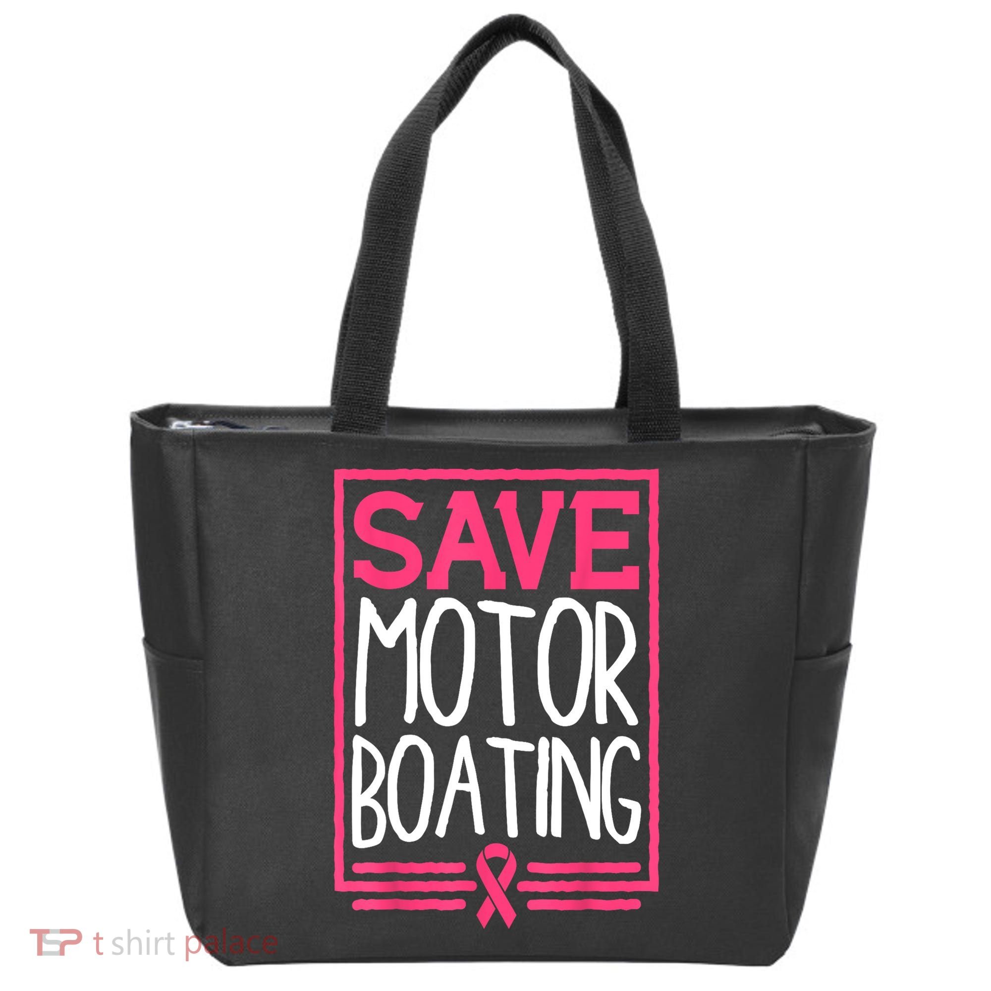 Funny Breast Cancer Save Motor Boating Pin.K Ribbon Gift Tote Bag