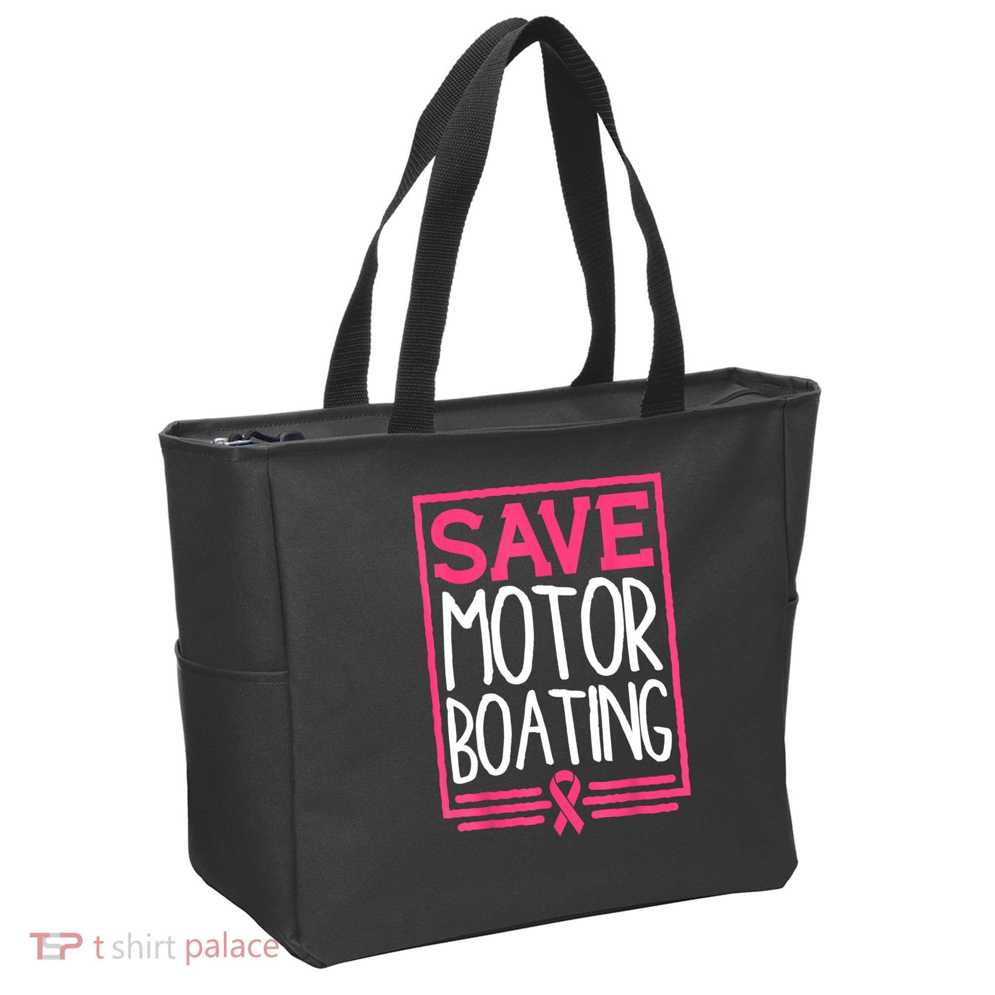 Funny Breast Cancer Save Motor Boating Pin.K Ribbon Gift Tote Bag