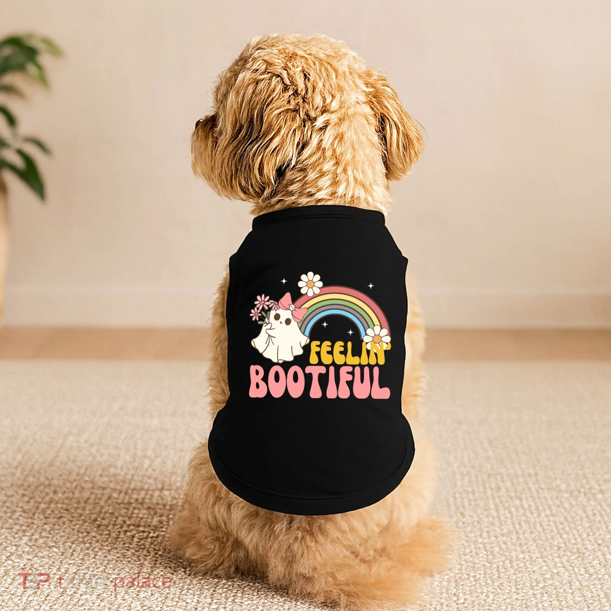 Feeling Bootiful Cute Retro Ghost Halloween Doggie Tank