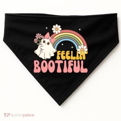 Feeling Bootiful Cute Retro Ghost Halloween USA-Made Doggie Bandana