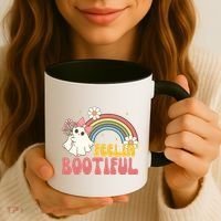 Feeling Bootiful Cute Retro Ghost Halloween Coffee Mug thumb 3