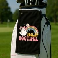 Feeling Bootiful Cute Retro Ghost Halloween Golf Towel thumb 2