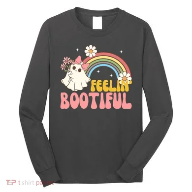 Feeling Bootiful Cute Retro Ghost Halloween Long Sleeve Shirt