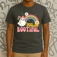 Feeling Bootiful Cute Retro Ghost Halloween T-Shirt thumb 3