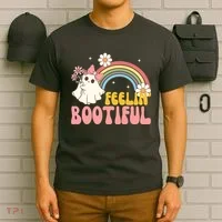 Feeling Bootiful Cute Retro Ghost Halloween T-Shirt thumb 6