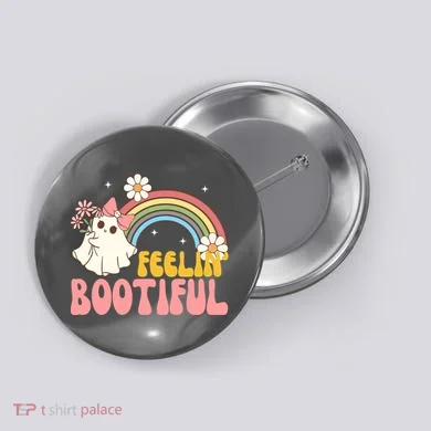 Feeling Bootiful Cute Retro Ghost Halloween Button