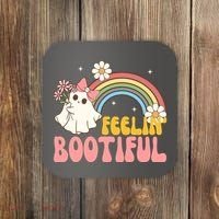 Feeling Bootiful Cute Retro Ghost Halloween Coaster thumb 0