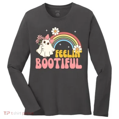 Feeling Bootiful Cute Retro Ghost Halloween Women's Long Sleeve Shirt
