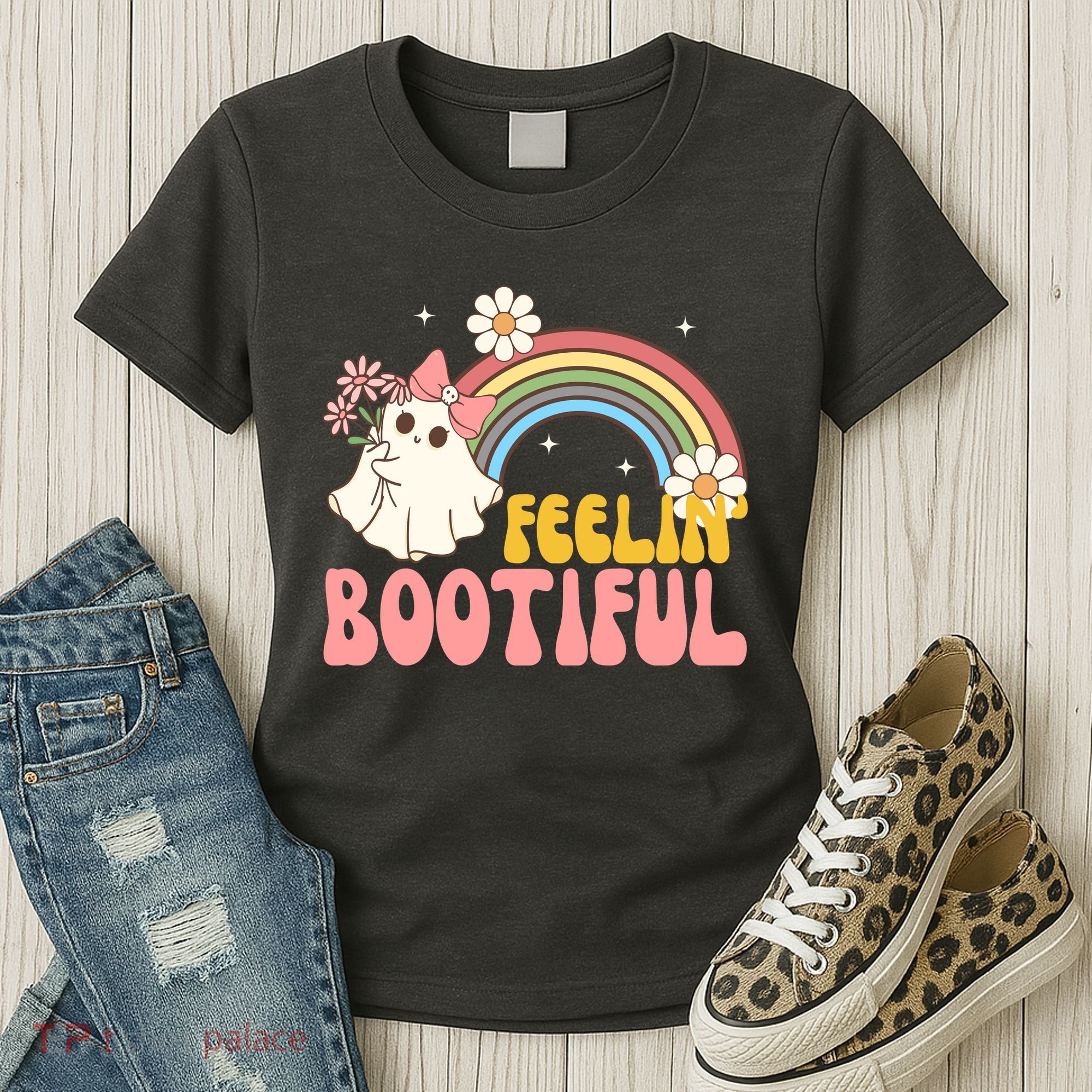 Feeling Bootiful Cute Retro Ghost Halloween Women's T-Shirt