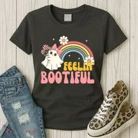 Feeling Bootiful Cute Retro Ghost Halloween Women's T-Shirt thumb 3