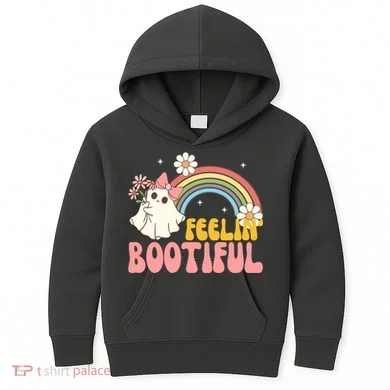 Feeling Bootiful Cute Retro Ghost Halloween Kids Hoodie