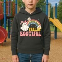 Feeling Bootiful Cute Retro Ghost Halloween Kids Hoodie thumb 2