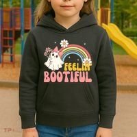 Feeling Bootiful Cute Retro Ghost Halloween Kids Hoodie thumb 3