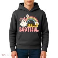 Feeling Bootiful Cute Retro Ghost Halloween Kids Hoodie thumb 4