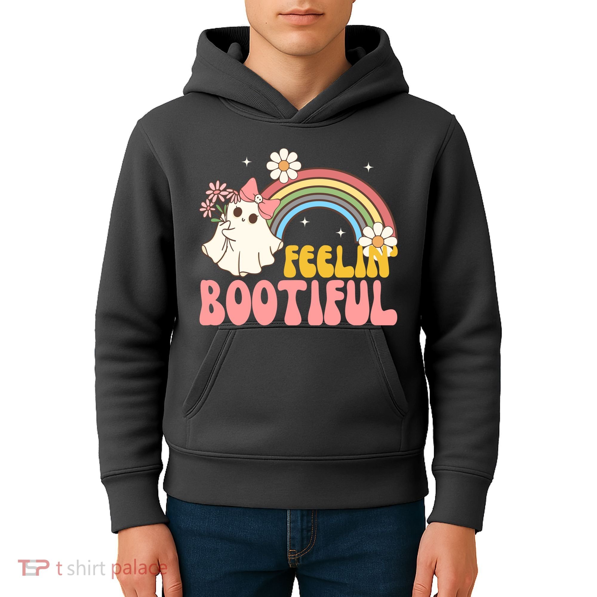 Feeling Bootiful Cute Retro Ghost Halloween Kids Hoodie