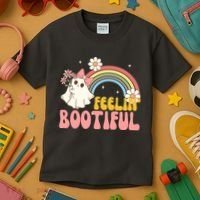Feeling Bootiful Cute Retro Ghost Halloween Kids T-Shirt thumb 3