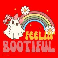 Feeling Bootiful Cute Retro Ghost Halloween Santa Hat thumb 1