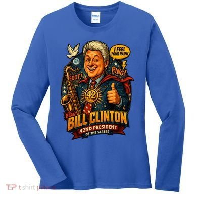 Funny Bill Clinton – Vintage 90s President Sax Design Women's Long Sleeve Shirt
