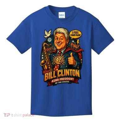 Funny Bill Clinton – Vintage 90s President Sax Design Kids T-Shirt