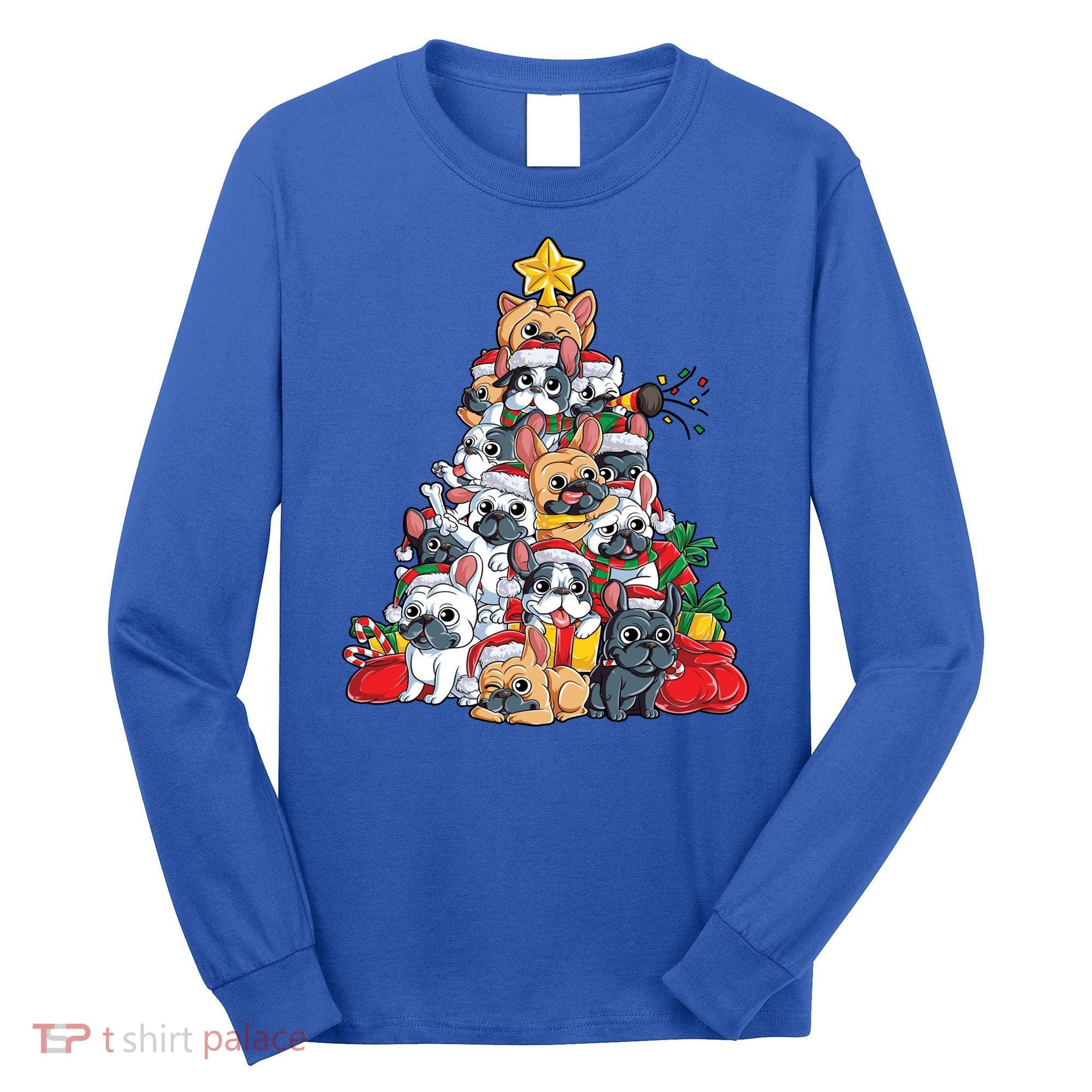 French Bulldog Christmas Tree Dog Santa Xmas Funny Gift Boys Cool Gift Long Sleeve Shirt