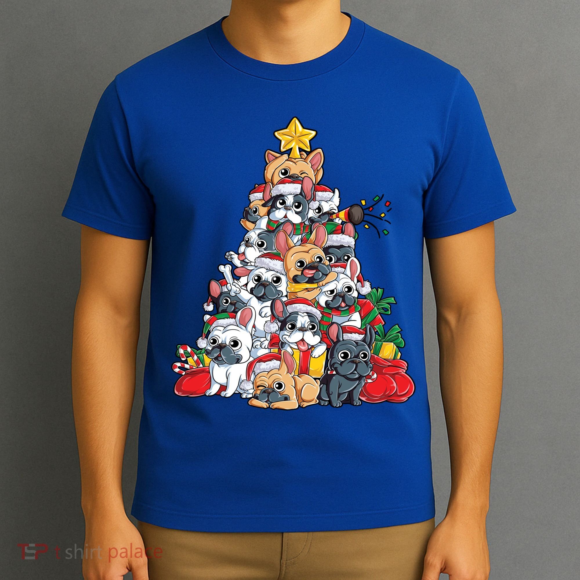 French Bulldog Christmas Tree Dog Santa Xmas Funny Gift Boys Cool Gift T-Shirt
