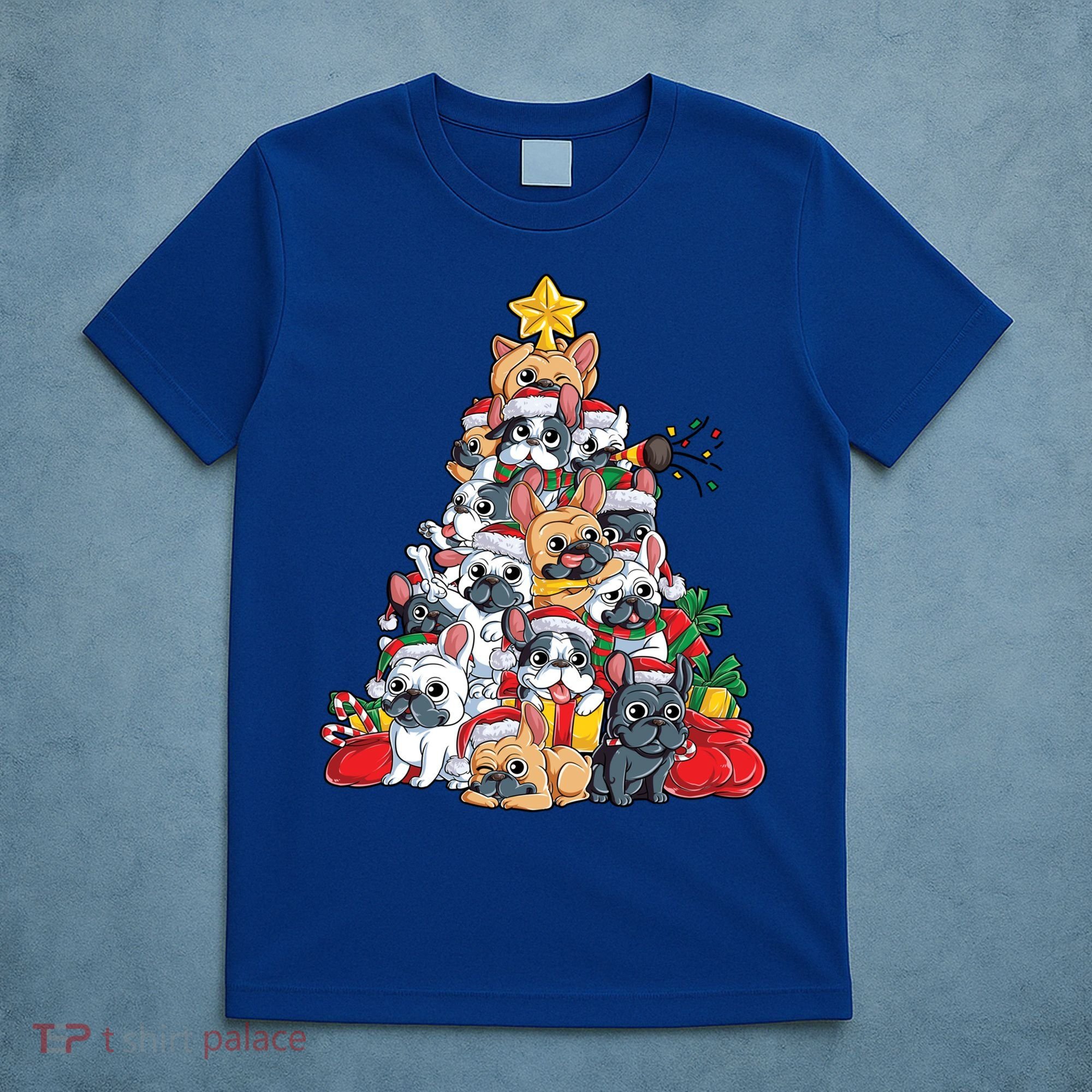 French Bulldog Christmas Tree Dog Santa Xmas Funny Gift Boys Cool Gift T-Shirt